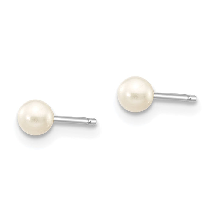 Buy Stylish 14K White Gold Pearl Stud Earrings - 3-4mm, Luxury Value!-2