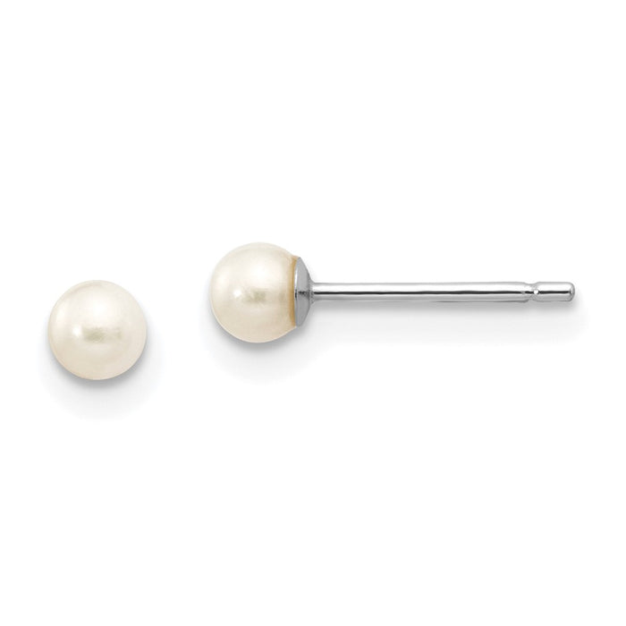 Buy Stylish 14K White Gold Pearl Stud Earrings - 3-4mm, Luxury Value!-1