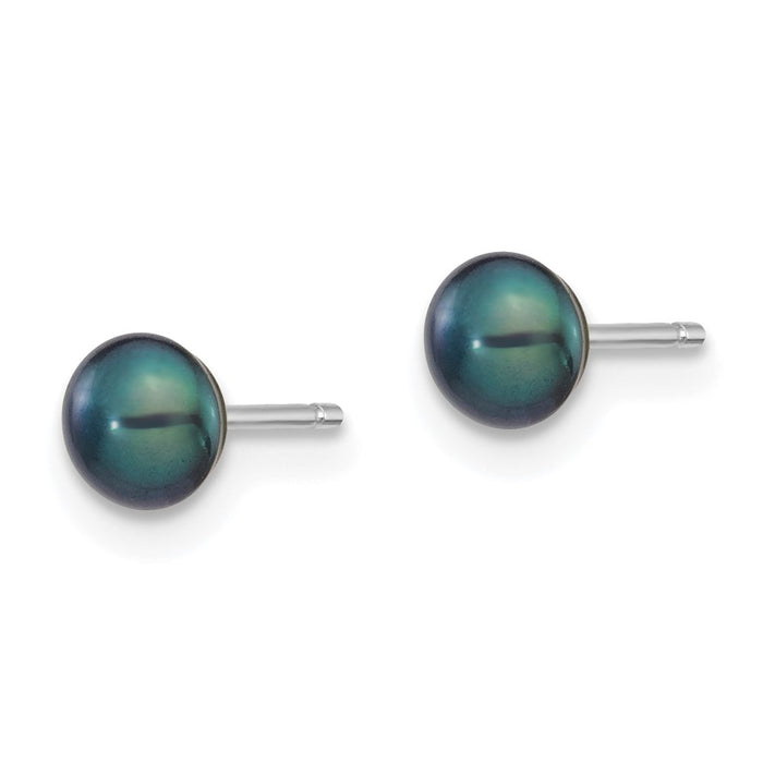 High-Quality 14K White Gold Pearl Stud Earrings - 4-5mm, Affordable Luxury!-2