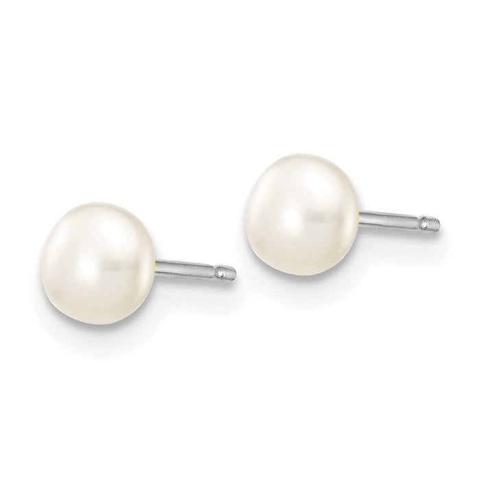 Buy Stylish 14K White Gold Pearl Button Stud Earrings - 4-5mm Luxury at Great Value-2