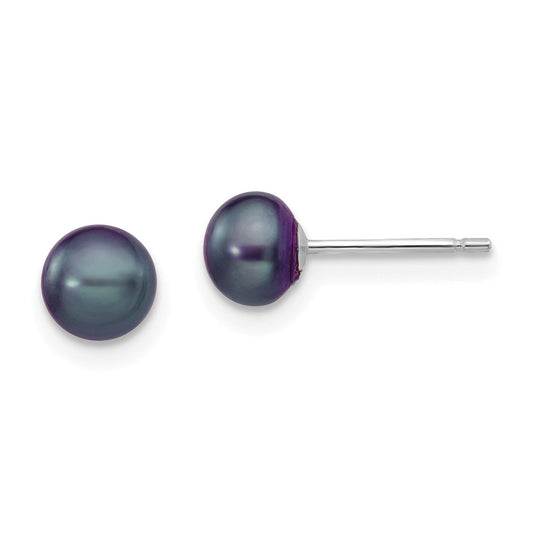 Buy Stylish 14K White Gold Freshwater Pearl Stud Earrings - 5-6mm Value