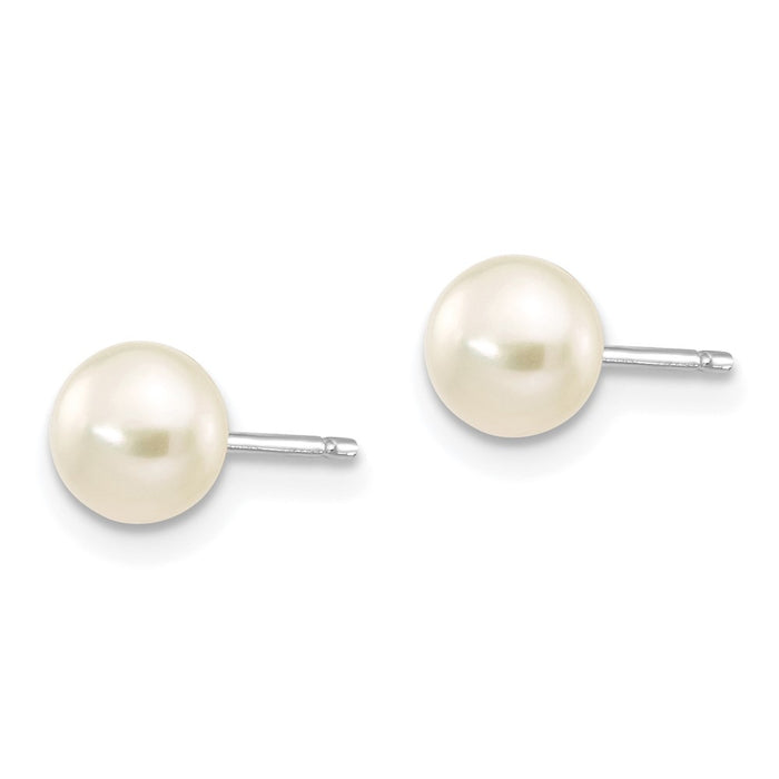 Shop Stylish 14K White Gold Pearl Stud Earrings - 5-6mm Luxury Design-2