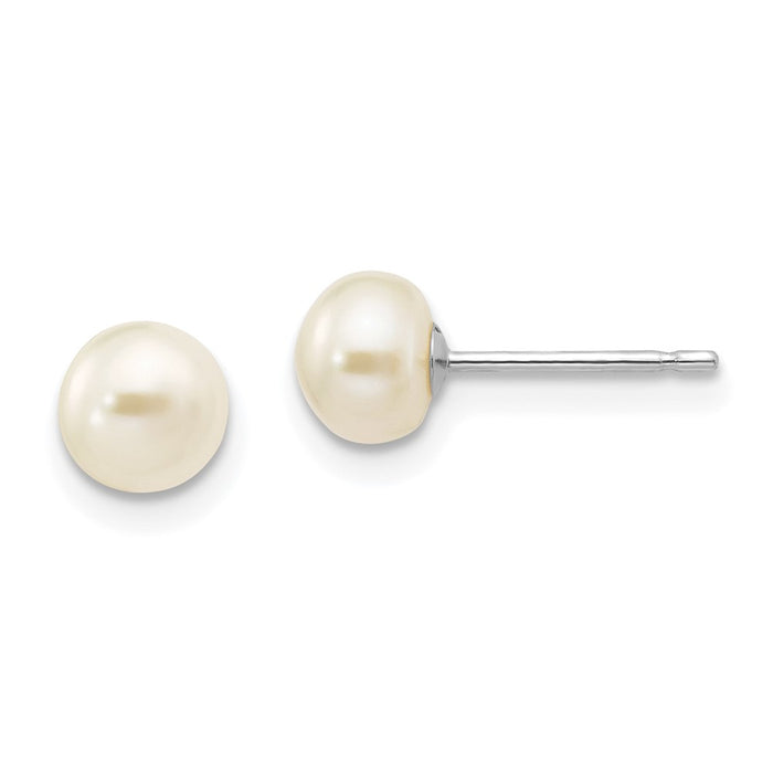 Shop Stylish 14K White Gold Pearl Stud Earrings - 5-6mm Luxury Design-1