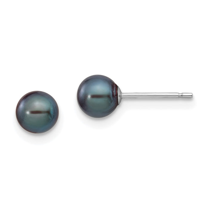 Buy Stylish 14K White Gold Freshwater Pearl Stud Earrings - 5-6mm Value!-1