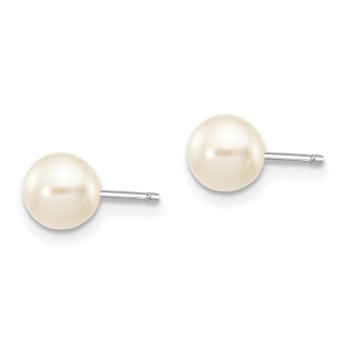 Buy Stylish 14K White Gold Pearl Stud Earrings - 5-6mm Luxury Accessory-2
