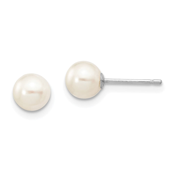 Buy Stylish 14K White Gold Pearl Stud Earrings - 5-6mm Luxury Accessory-1