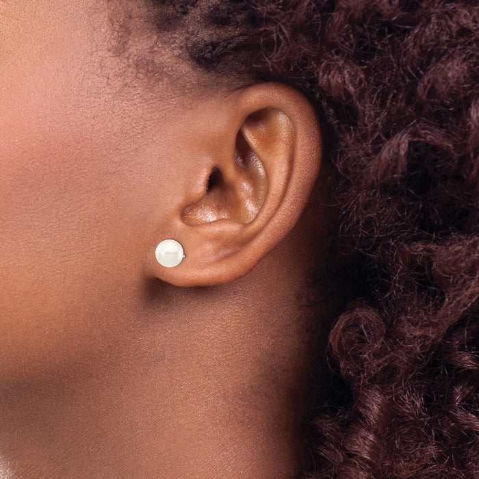 Shop Stylish 14K White Gold Pearl Stud Earrings - 6-7mm, Affordable Luxury!-3