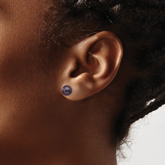 Shop Stylish 14K White Gold Black Pearl Stud Earrings - 7-8mm, Affordable Price-3