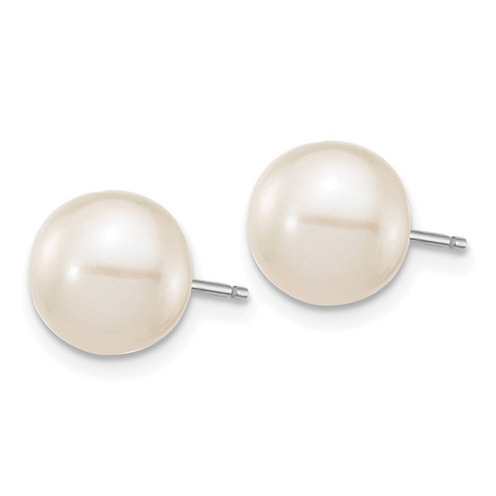 Shop Stylish 14K White Gold 8-9mm Freshwater Pearl Stud Earrings - Luxury Value!-2