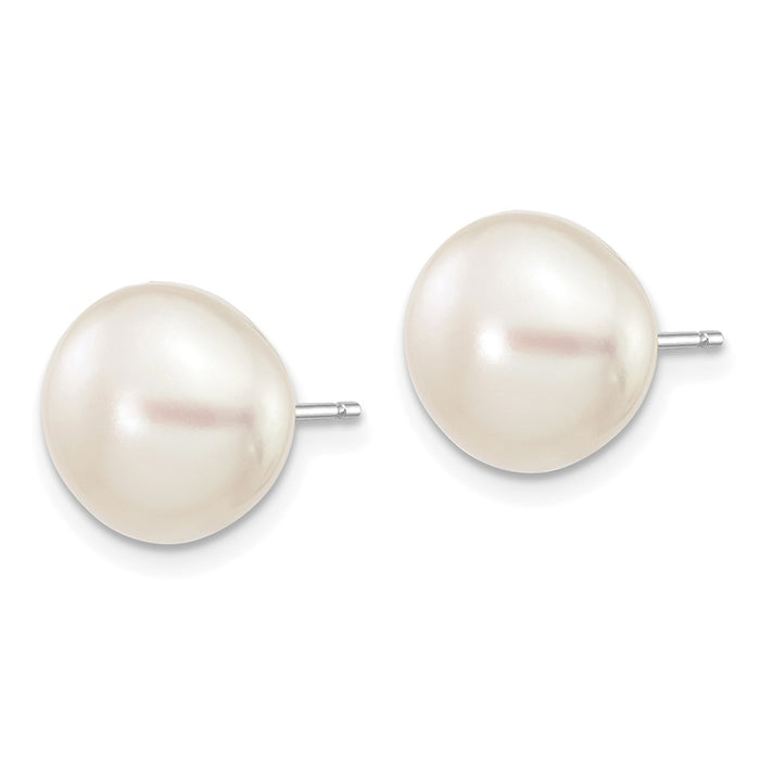 Buy Stylish 14K White Gold Freshwater Pearl Stud Earrings - 9-10mm Value!-2