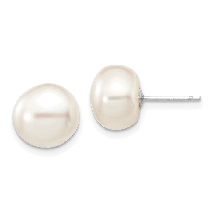 Buy Stylish 14K White Gold Freshwater Pearl Stud Earrings - 9-10mm Value!-1