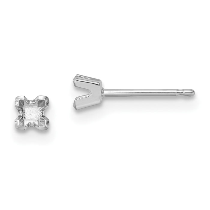 Shop Stylish 14K White Gold 2.75mm Princess Cut Stud Earring Settings-1