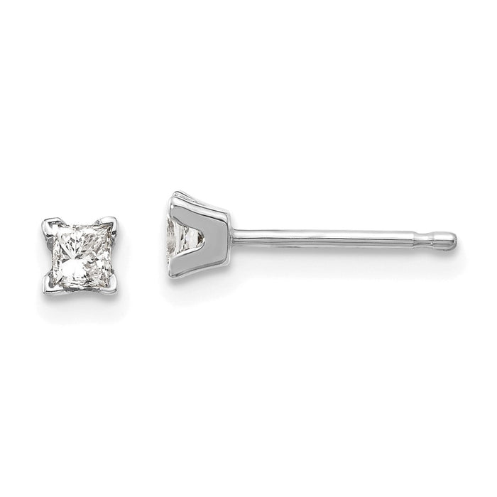 High-Quality 14K White Gold Diamond Earrings Set - Stylish Princess Cut Design-1