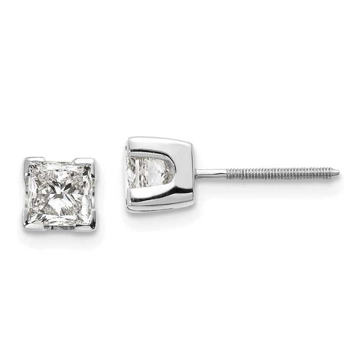 Buy Exclusive 1ct AAA Quality Princess Cut Diamond Earrings in 14K White Gold-1