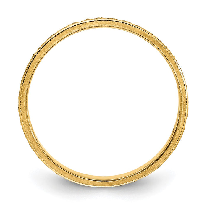 Buy Exclusive 14K Gold 3mm Etched Wedding Band - Size 7, Affordable Luxury!-2
