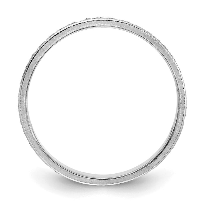Shop 14K White Gold Wedding Band 3.75mm - Stylish Etched Design, Size 5.5-2