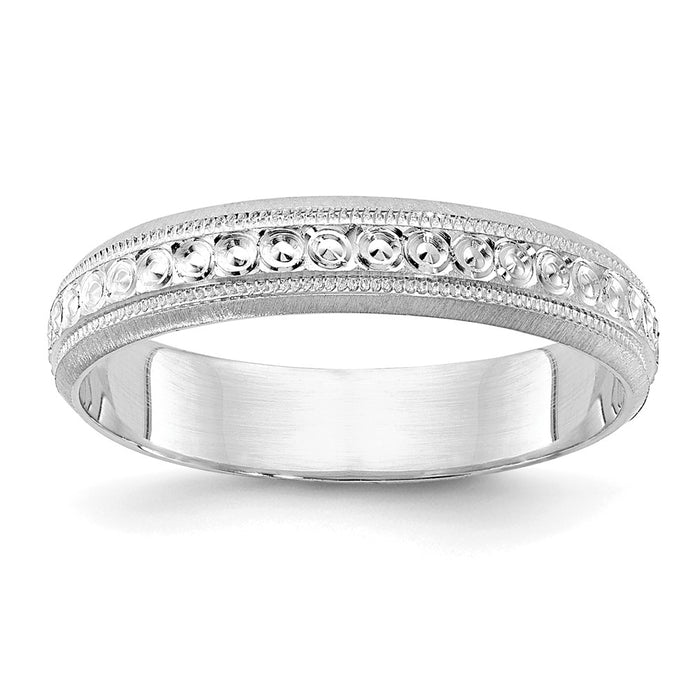 Shop 14K White Gold Wedding Band 3.75mm - Stylish Etched Design, Size 5.5-1