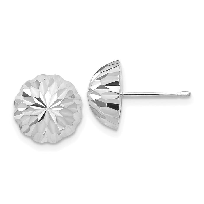 Exclusive 14K White Gold Diamond-Cut Half Ball Stud Earrings - Stylish Value!-1