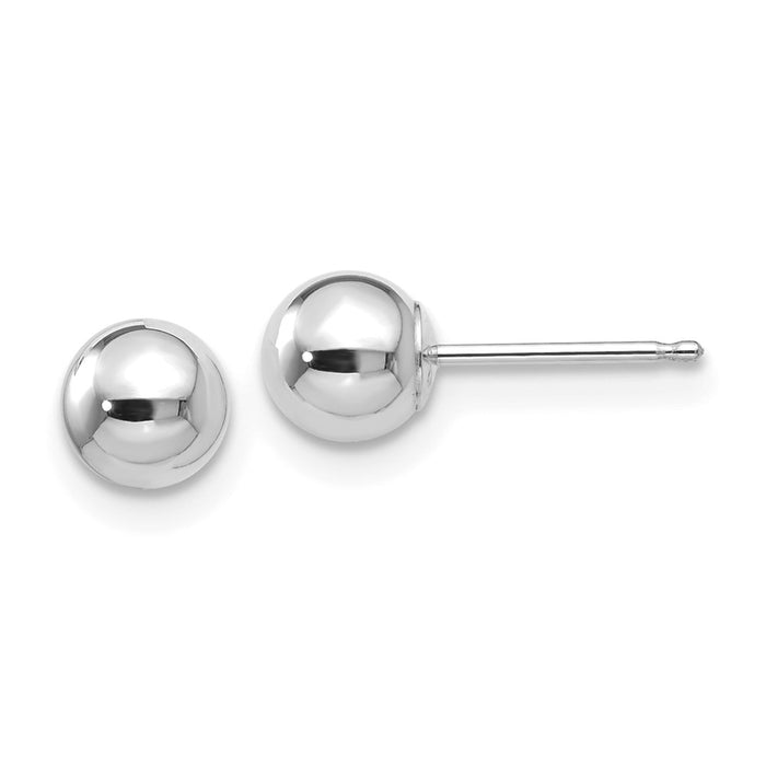 Exclusive 14K White Gold Polished 5mm Ball Stud Earrings - Stylish Value!-1