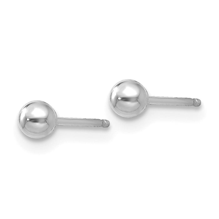 Buy Stylish 14K White Gold 3mm Ball Stud Earrings - Affordable Luxury-2