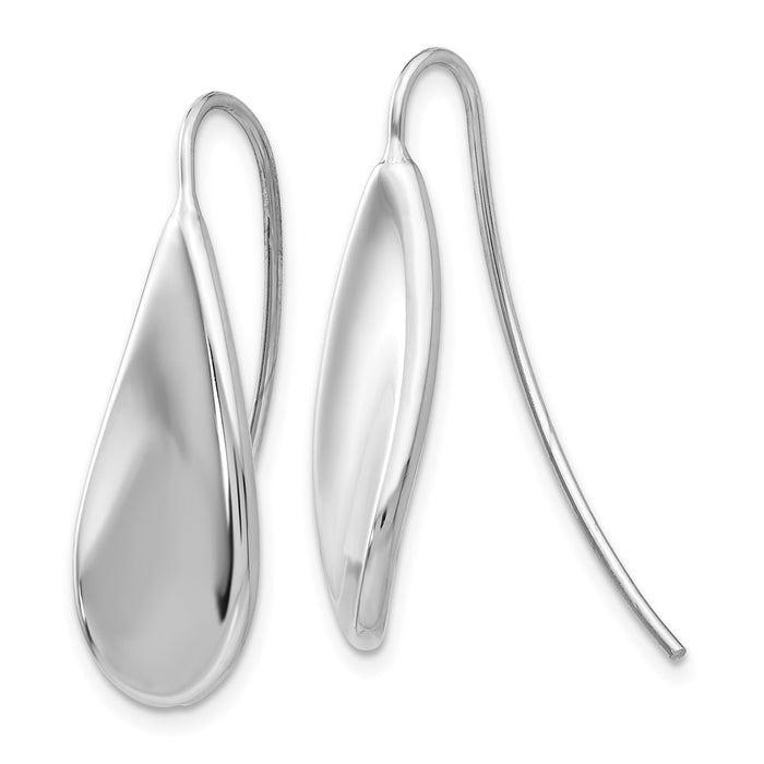 High-Quality 14K White Gold Curved Teardrop Earrings - Stylish & Affordable!-2
