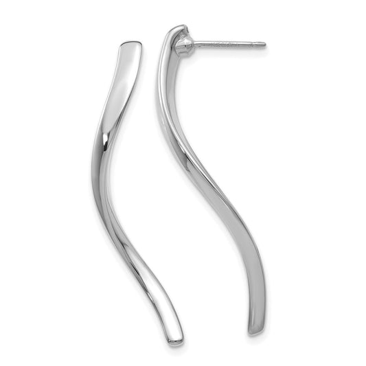 Exclusive 14K White Gold Long Curved Drop Earrings - Stylish & Affordable!