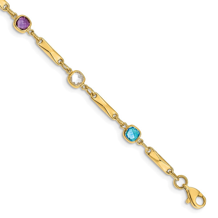Buy 14K Multi-Stone Elegant Link Bracelet - Stylish, Quality Design, Affordable Price-1