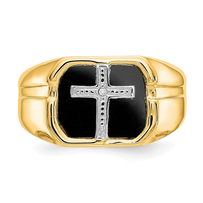Shop Exclusive 14K Gold Men's Cross Ring with AA Diamonds - Stylish Value-4