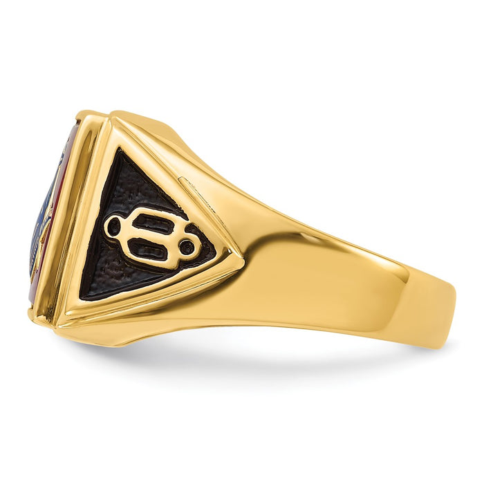 Buy Stylish 14K Men's Masonic Ring - Polished, Textured, Ruby Accent-3
