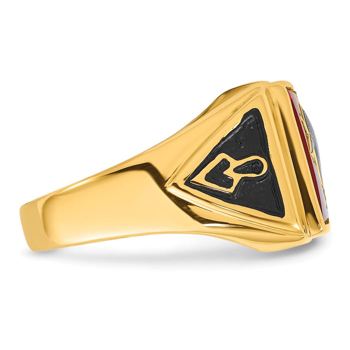 Buy Stylish 14K Men's Masonic Ring - Polished, Textured, Ruby Accent-8