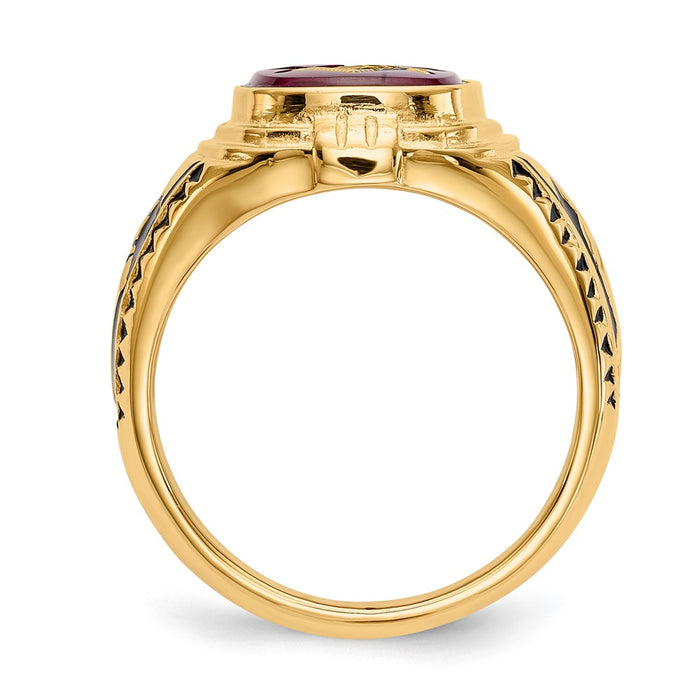 Shop 14K Men's Masonic Ring - Stylish Black Enamel & Lab-Created Ruby, 8mm-2
