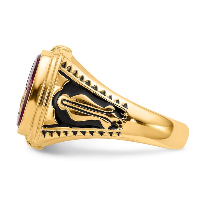 Shop 14K Men's Masonic Ring - Stylish Black Enamel & Lab-Created Ruby, 8mm-3