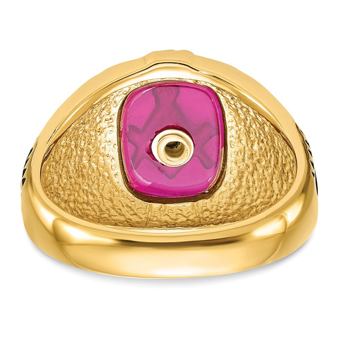 Shop 14K Men's Masonic Ring - Stylish Black Enamel & Lab-Created Ruby, 8mm-5
