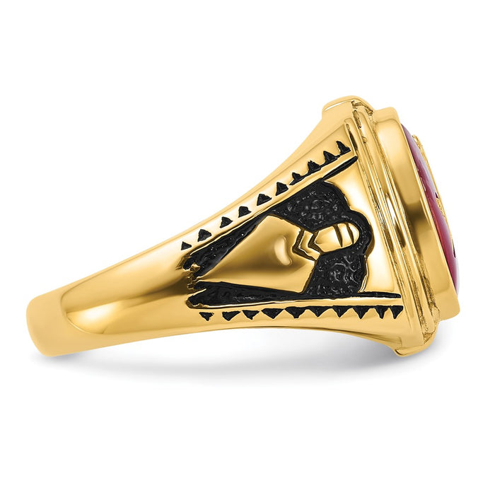 Shop 14K Men's Masonic Ring - Stylish Black Enamel & Lab-Created Ruby, 8mm-8