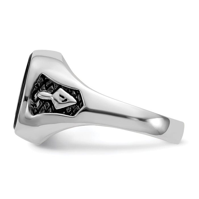 Exclusive Men's 14K White Gold Masonic Ring - Stylish Onyx & Enamel Design-3