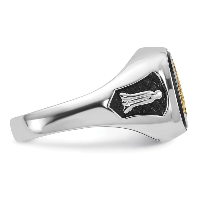 Exclusive Men's 14K White Gold Masonic Ring - Stylish Onyx & Enamel Design-7