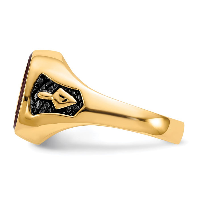 Shop High-Quality 14K Men's Masonic Ring, Stylish with Ruby & Black Enamel-3