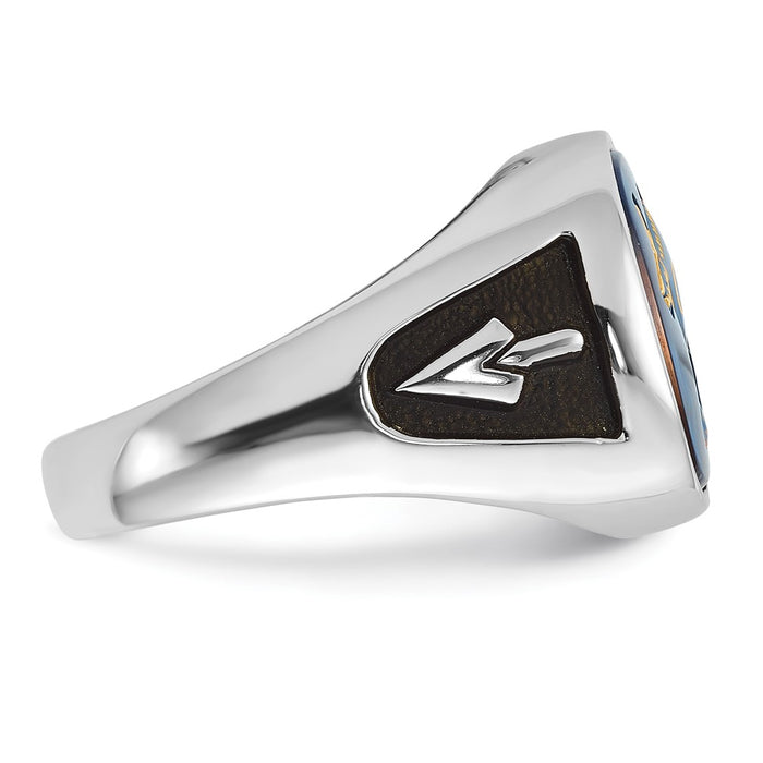 Shop Stylish Men's 14K White Gold Masonic Ring with Blue Spinel & Enamel-8