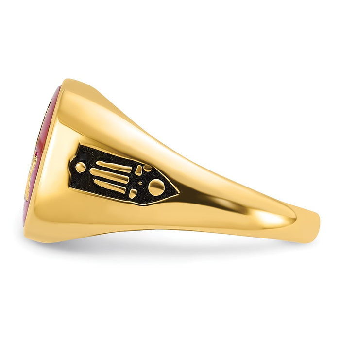 Shop Exclusive 14k Men's Masonic Ring | Polished Finish, Black Enamel, Ruby-3