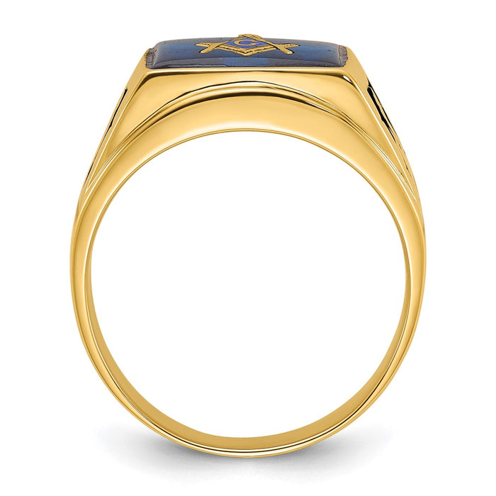 Buy High-Quality 14K Men's Masonic Ring - Stylish Polished, Textured Finish-2