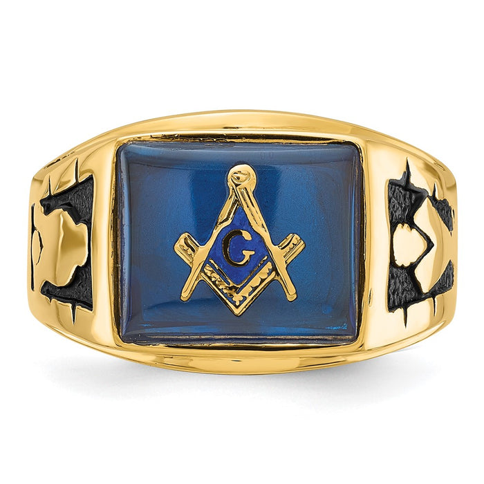 Buy High-Quality 14K Men's Masonic Ring - Stylish Polished, Textured Finish-4
