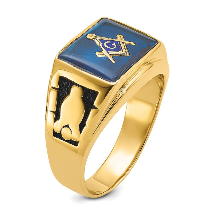 Buy High-Quality 14K Men's Masonic Ring - Stylish Polished, Textured Finish-7