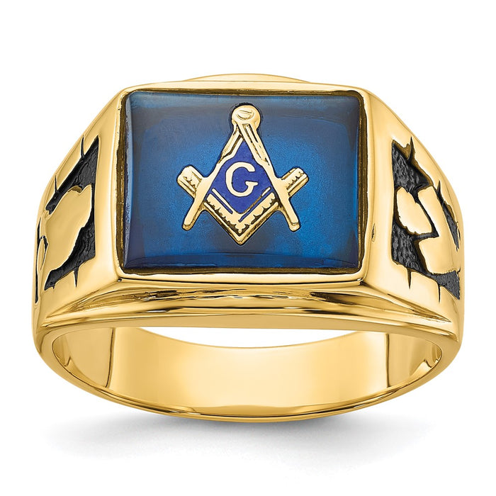 Buy High-Quality 14K Men's Masonic Ring - Stylish Polished, Textured Finish-1