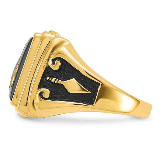 High-quality 14K Men's Masonic Ring with Onyx Accents - Stylish & Affordable