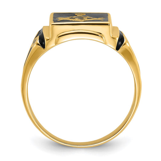 Shop Exclusive 14K Men's Masonic Ring - Polished, Textured, Affordable Luxury
