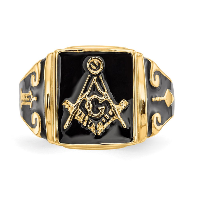 Buy 14K Men's Masonic Ring - Stylish Polished & Textured Finish, Affordable!-4