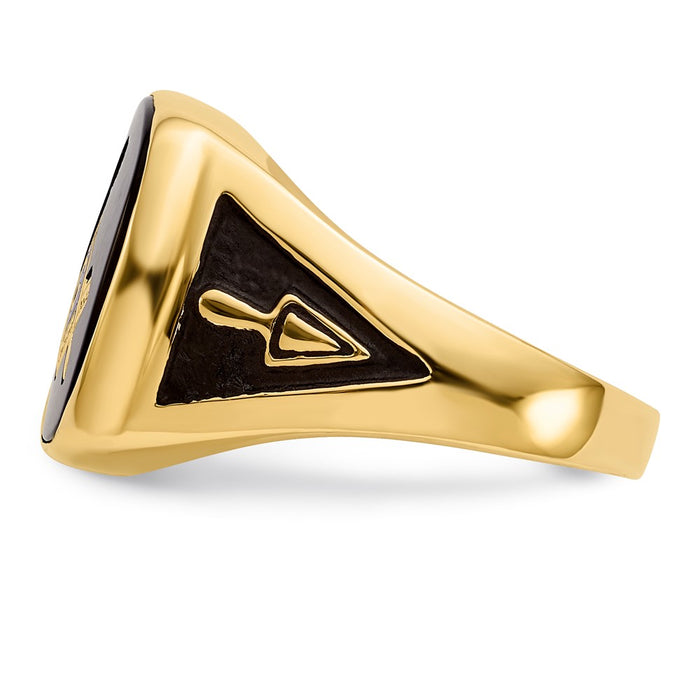 Shop Exclusive 14K Men's Masonic Ring, Polished Finish, Black Enamel & Onyx Accents-3