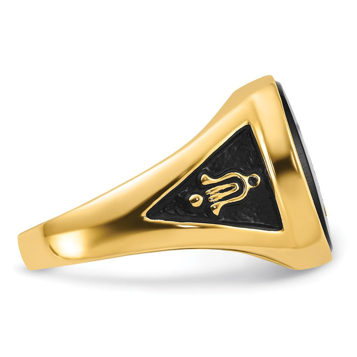 Shop Exclusive 14K Men's Masonic Ring, Polished Finish, Black Enamel & Onyx Accents-8