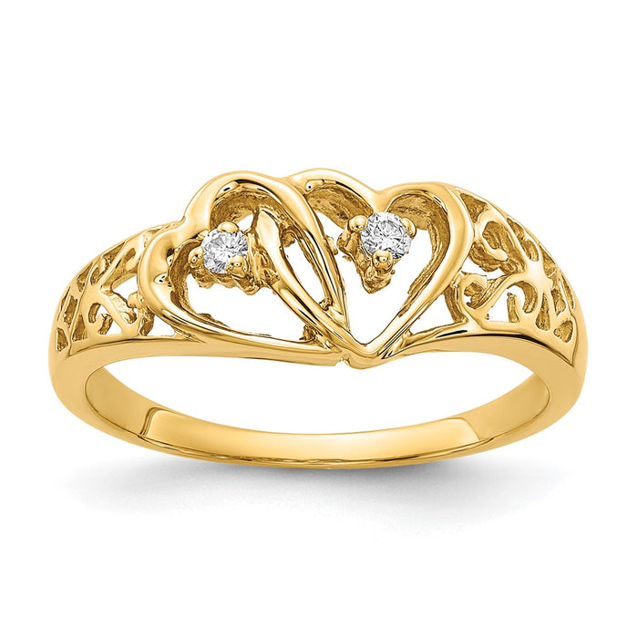 Shop Exclusive 14K Gold AA Diamond Heart Ring - Stylish Luxury Jewelry, 1.5g-1