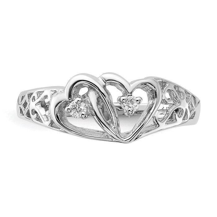 Exclusive 14K White Gold Heart Ring with AA Diamonds - Stylish Luxury Value-4